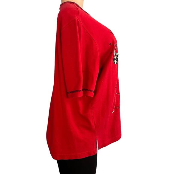 3/$30 🍂 Bonworth Vintage Nautical Embroidered Cats T Shirt Red Front Pocket - Picture 4 of 8